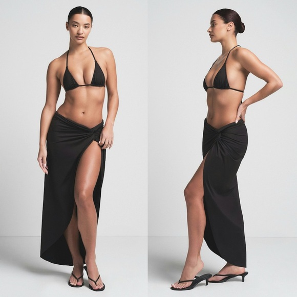 Skims Signature Swim Sarong Skirt in Onyx